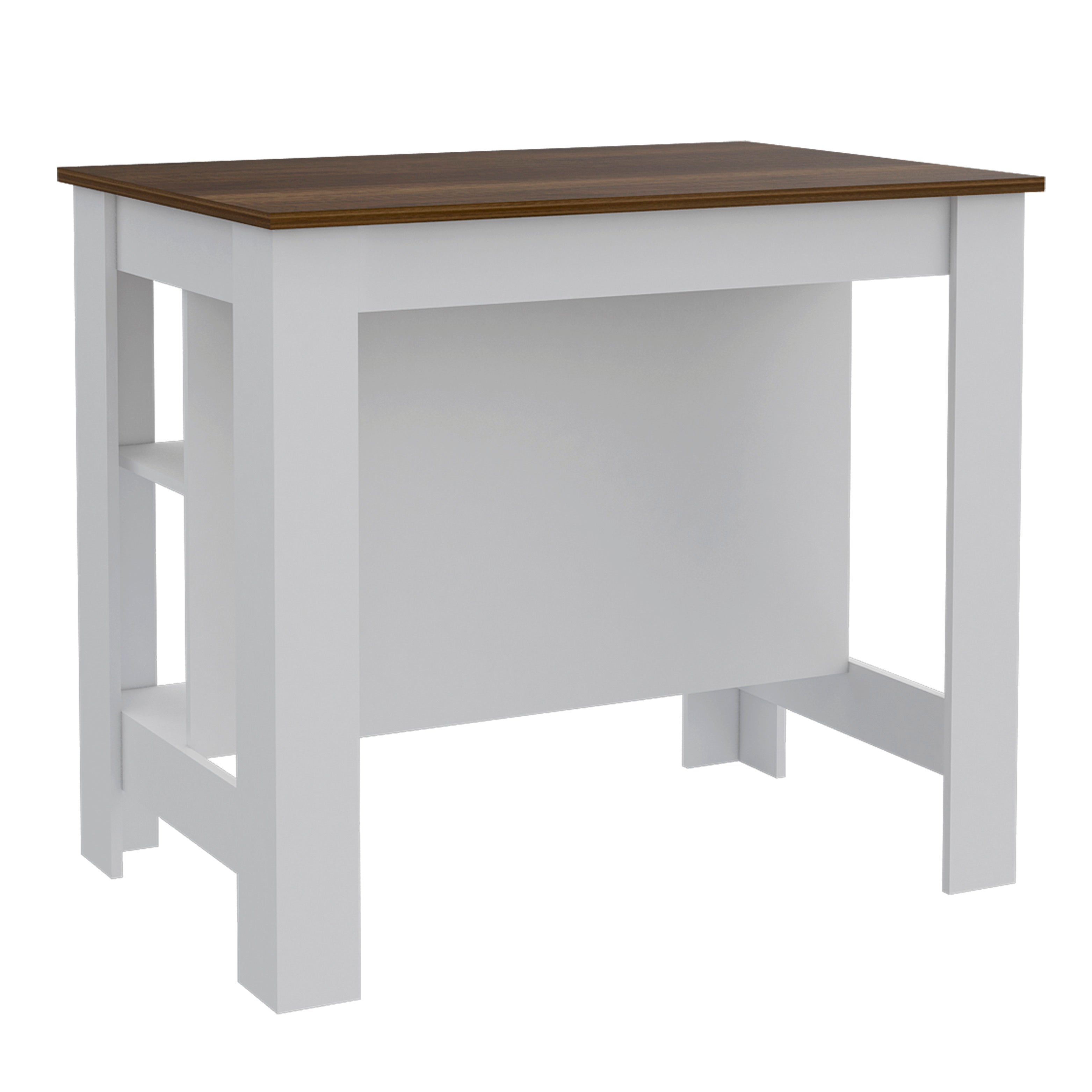 Rockaway 3-Shelf Kitchen Island – White & Walnut