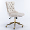 Velvet Fabric Tufted Button Home Office Chair, Adjustable Office Chair Swivel Office Chair