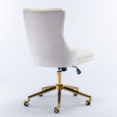 Velvet Fabric Tufted Button Home Office Chair, Adjustable Office Chair Swivel Office Chair