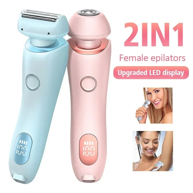 2-in-1 Rechargeable Hair Removal Epilator – Painless &amp; Waterproof Shaver for Women